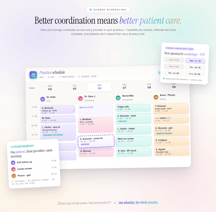 Shared provider scheduling